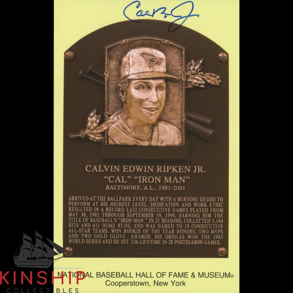 Cal Ripken Jr signed HOF Plaque Postcard JSA COA Orioles Hall of Fame Auto Z2395 - Image 1 of 1