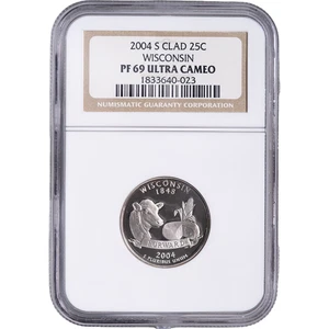 2004-S Clad Wisconsin State Quarter ~ NGC PF69 ULTRA CAMEO - Picture 1 of 2