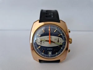 ERAL Uhr mechanisch Valjoux 7734 - blaues Zifferblatt - 17 Jewels - vergoldetes Gehäuse. - Bild 1 von 10