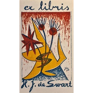 Vladimír Jandejsek Exlibris H. J. de Swart tschechisch Autografie 1965 - Foto 1 di 3