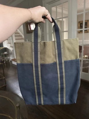 Bolso de Mano HERMÈS Foure Tout Pequeño Verde Azul Marino Lona/Algodón Foto 1 de 4