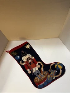 16" Nussknacker Weihnachtsstrumpf handgefertigt Nadelspitze solider Samt - Bild 1 von 6