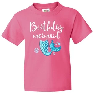 Inktastic Birthday Mermaid Girls Party Youth T-Shirt Ocean Sea Cute Childs Tee - Picture 1 of 4