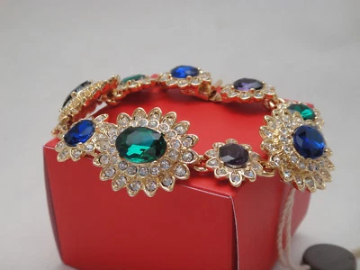 Kenneth Jay Lane стекла кристалл цветочный ссылка цепочка браслет, золотистый, так и трудно найти - Изображение 1 из 4