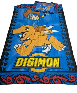 Juego de funda de edredón reversible para cama individual Digimon Digital Monsters 2000 vintage - Imagen 1 de 4
