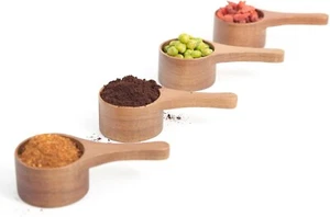4 Pack Acacia Wood Coffee Scoops, Small Wooden Scoops for Jars 1/6 Cup 40ml - Picture 1 of 3