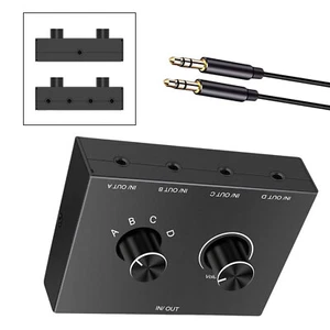 4-Wege 3.5mm Stereo Audio Umschalter AUX Headphone Splitter Speaker Splitterbox - Bild 1 von 9