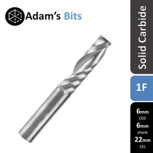 6mm diam. & shank spiral 1 flute 22mm carbide end mill CNC router bit slot - Picture 1 of 3