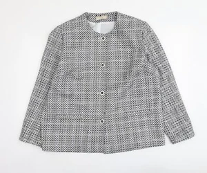 Daxon Womens Blue Geometric Jacket Size 18 Button - Picture 1 of 10