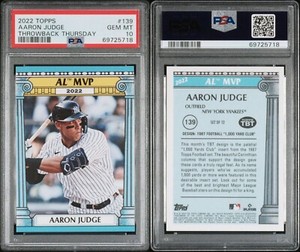 2022 Topps Throwback Thursday TBT Aaron Judge #139 NY YANKEES PSA 10