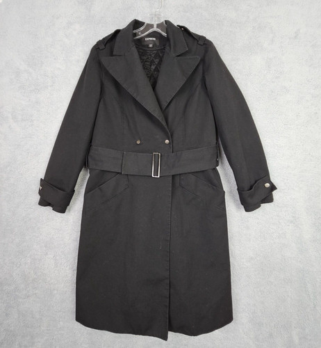 VETEMENTS Trench da donna Express M nero Y2K fodera trapuntata cintura cotone doppio seno