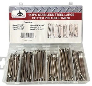 144pc Goliath Industrial Stainless Steel Large Cotter Pin Assortment Kit ~ SSLCP - Picture 1 of 5