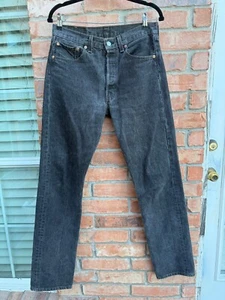 Vintage Levi's Grey Black Denim Jeans 501 0658 Actual 31x33 Made in USA 90s 1995 - Picture 1 of 5