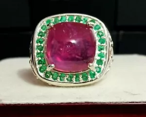 Heizbar Rubin & Onyx Edelstein Mit 925 Sterlingsilber Ring für Herren #1475 - Bild 1 von 8
