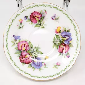 Rosina Queens Untertasse Bone China Special Flowers Sweet Pea April England Floral - Bild 1 von 10