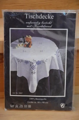 Tischdecke, neu, OVP, 80*80cm, reine Baumwolle, waschbar, hübsch, vgl. Fotos! - Bild 1 von 4