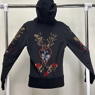 Twisted Heart sudadera con capucha/chaqueta/sudadera negra con cremallera - ver fotos para talla Foto 1 de 4