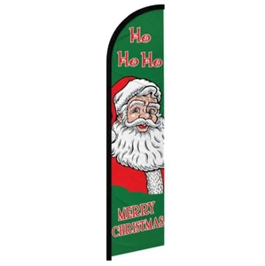 Merry Christmas HoHoHo Windless Full Sleeve Advertising Xmas Welcome Banner Flag - Picture 1 of 7