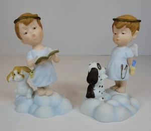 Lot of 2 Almost Angels Porcelain Figurine Vintage 1986 Franklin Mint B - Picture 1 of 8