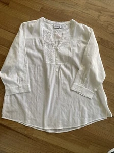 Nuevo con etiquetas ~ Top blanco Pintuck The Vermont Country Store 4X - Imagen 1 de 5