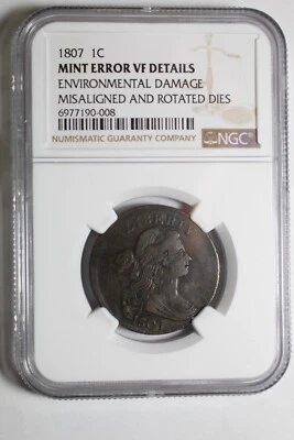 1807 Large Cent Mint Error VF Details Rotated Dies NGC - Image 1 of 4