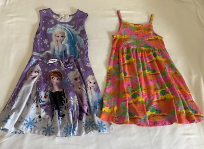 Conjunto de vestidos tropicales de verano para niñas 2T-5T Frozen Disney + Foto 1 de 4