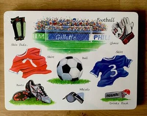 SET OF 4 X CORK BACKED PLACEMATS - FOOTBALL - 29x 21.5cm NEW - Picture 1 of 2