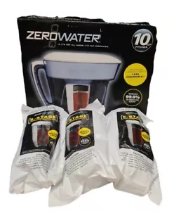 Zerowater 10 Cup Pitcher +4 Replacement Filters 5 Stage Advanced Filtration NEW - Picture 1 of 4