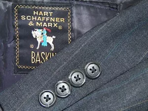 Vintage Hart Schaffner Marx 44 L grau gestreift Blazer Anzug Jacke Sport Mantel - Bild 1 von 12
