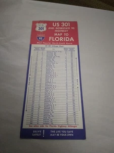 Vintage US 301 & Interstate 95 Highway Map To Florida Mileage Chart Brochure - Picture 1 of 4