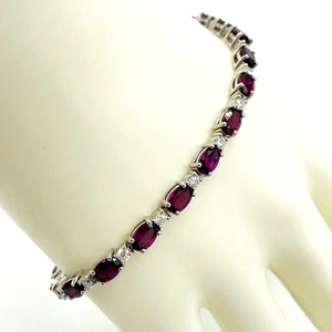 Rhodolith Granat und Moissanit Tennisarmband in Sterlingsilber - Bild 1 von 19
