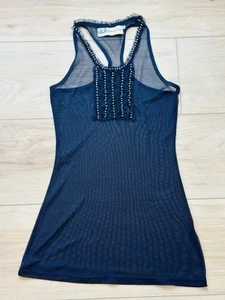 Twelve By Twelve Romantic Mesh Sheer Beaded Top Sz XS - Picture 1 of 2