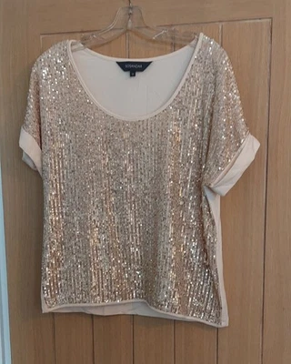 SOSANDAR GOLD SEQUIN T-SHIRT STYLE TOP UK12 CHEST 42" VGC FREE P&P!! - Image 1 of 4