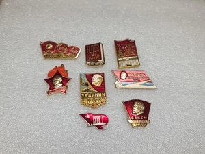Badges Soviet vintage theme October Revolution original 8 pieces . Soviet Lenin. - Picture 1 of 18
