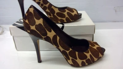 BNWB Nine west pony skin animal print peep toe size 8 4.5 inch heel - CG T21 - Image 1 of 4