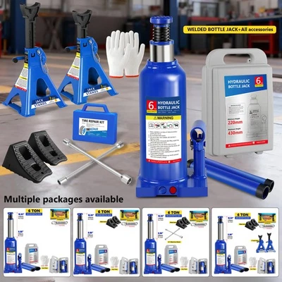 6 Ton Hydraulic Welded Bottle Jack Wrench 3t Jack Stands Foto 1 de 4