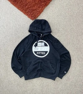 New Era Hoodie Size Large Men’s Black Y2K Skater Vinatge Spellout Graphic 2000s - Picture 1 of 9