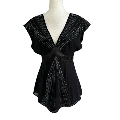 Blusa Express de seda forrada con lentejuelas para mujer talla 6 | 60-54 Foto 1 de 4