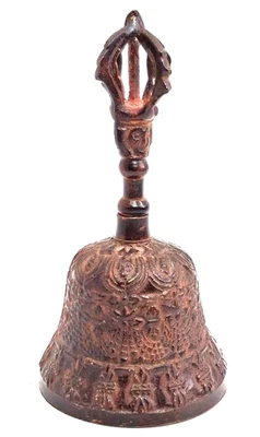 "Campana antigua de bronce budista tibetana de Ghanta de 5,5"" de alto" Foto 1 de 4
