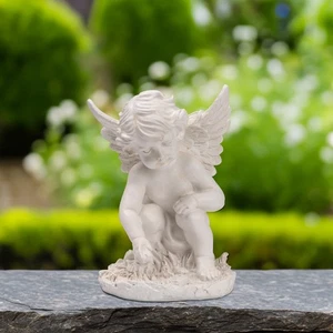 Northlight 12" Heavenly Gardens Distressed Cherub Outdoor Patio Garden Statue - Picture 1 of 6