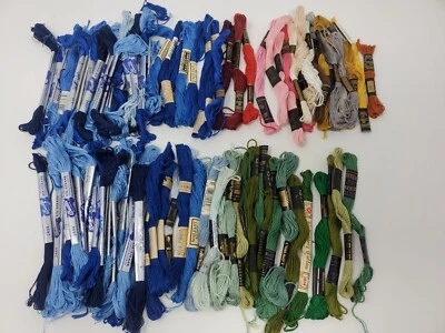 Vtg Lot of 80+ Blue, Pink, Green, Embroidery Six Strand, J&P Coats, Bucilla, DMC - Image 1 of 4