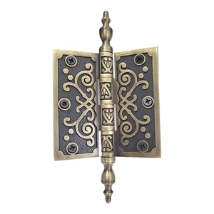 Bisagra de latón latón antiguo decorativo de 3,5"" x 3,5 - Imagen 1 de 5