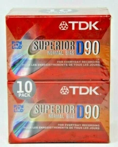 Paquete de 10 casetes TDK electrónicos Superior D90 sesgo normal D-90 rojo nuevo sellado - Imagen 1 de 4