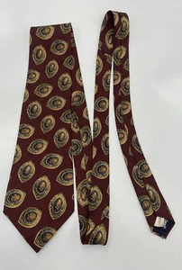 Vintage Burberrys Of London Mens 100% Silk Neck Tie Red Medallion USA - Picture 1 of 5