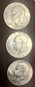 1978 D (Denver) Eisenhower Dollar ~ Ike US Münze ~ Flying Eagle - Lot of 3 Coins - Bild 1 von 4