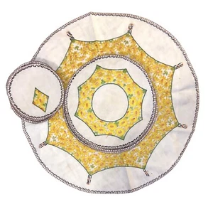 Sunflower Table Cloth Doilies And Coasters Hand Embroidered Vintage - Picture 1 of 18