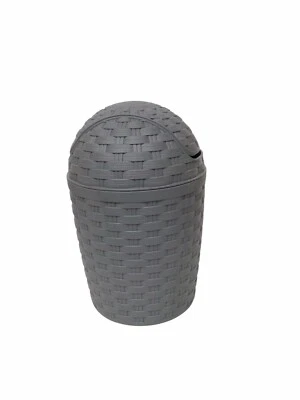Tischmülleimer Tischabfallbehälter  Rattan Optik (DxH) 12,19cm Grau - Bild 1 von 2