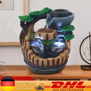 Zimmerbrunnen Mit Beleuchtung Nebel Pflanzen LED Wasserfall Desktop Brunnen Blau - Bild 1 von 10