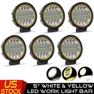 6x Pods LED Work Light SPOT Light Amber DRL For Truck Off Road Tractor 12V Round - Picture 1 of 16