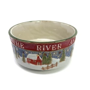 OVER THE RIVER Servizio Crock Natalizio Ciotola Dip Snack Ceramica Fienile THT Disegni - Foto 1 di 12